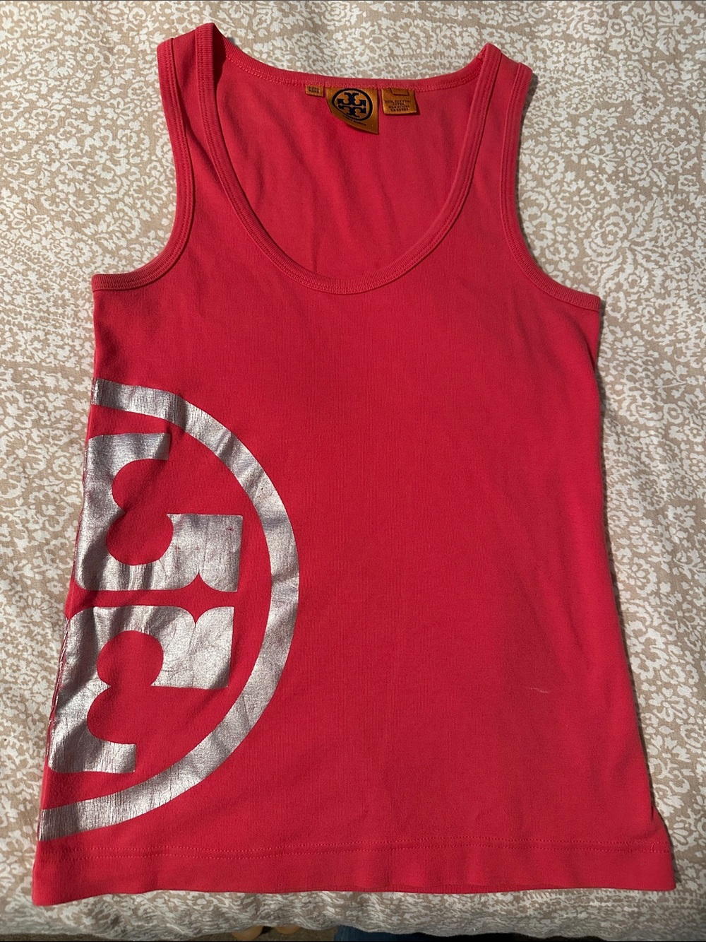 Tory Burch Coral Pink Sleeveless Top with Logo Tag